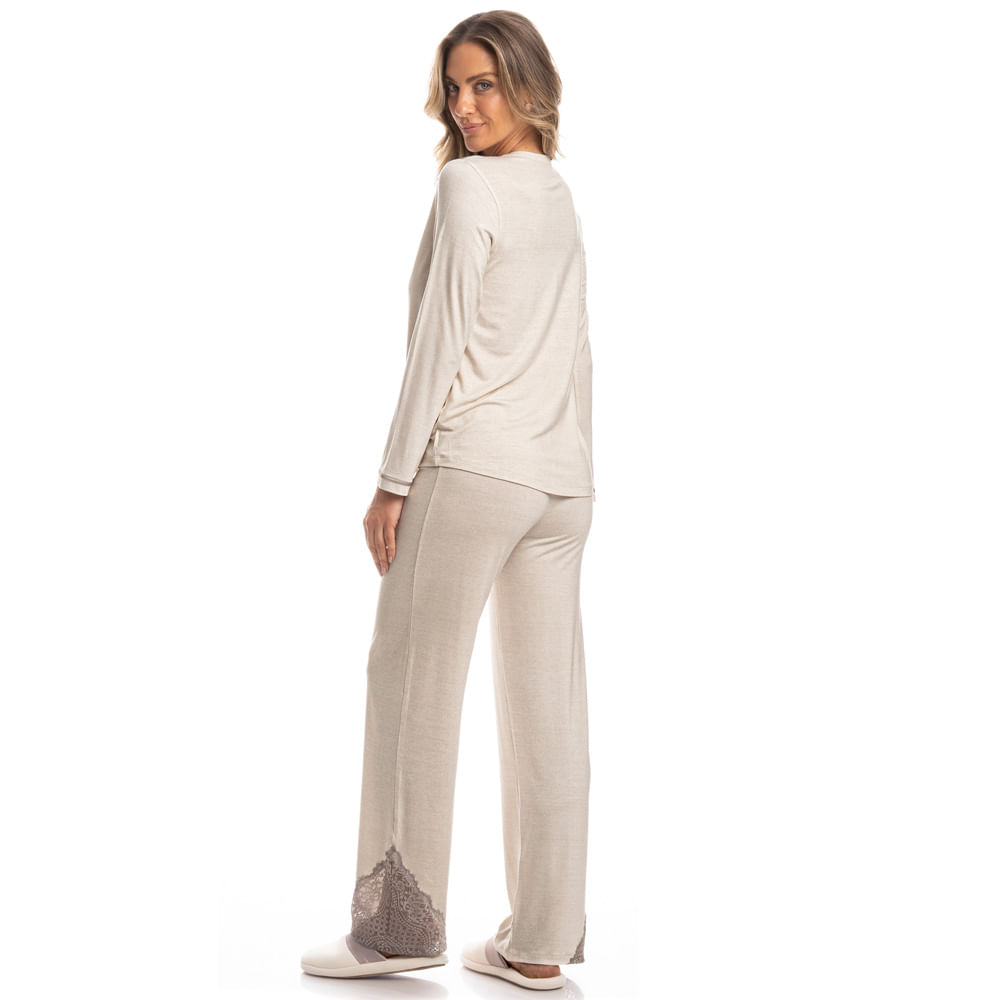 Pijama Wide Leg Com Renda Maiana - Imagem 4 - Mobile