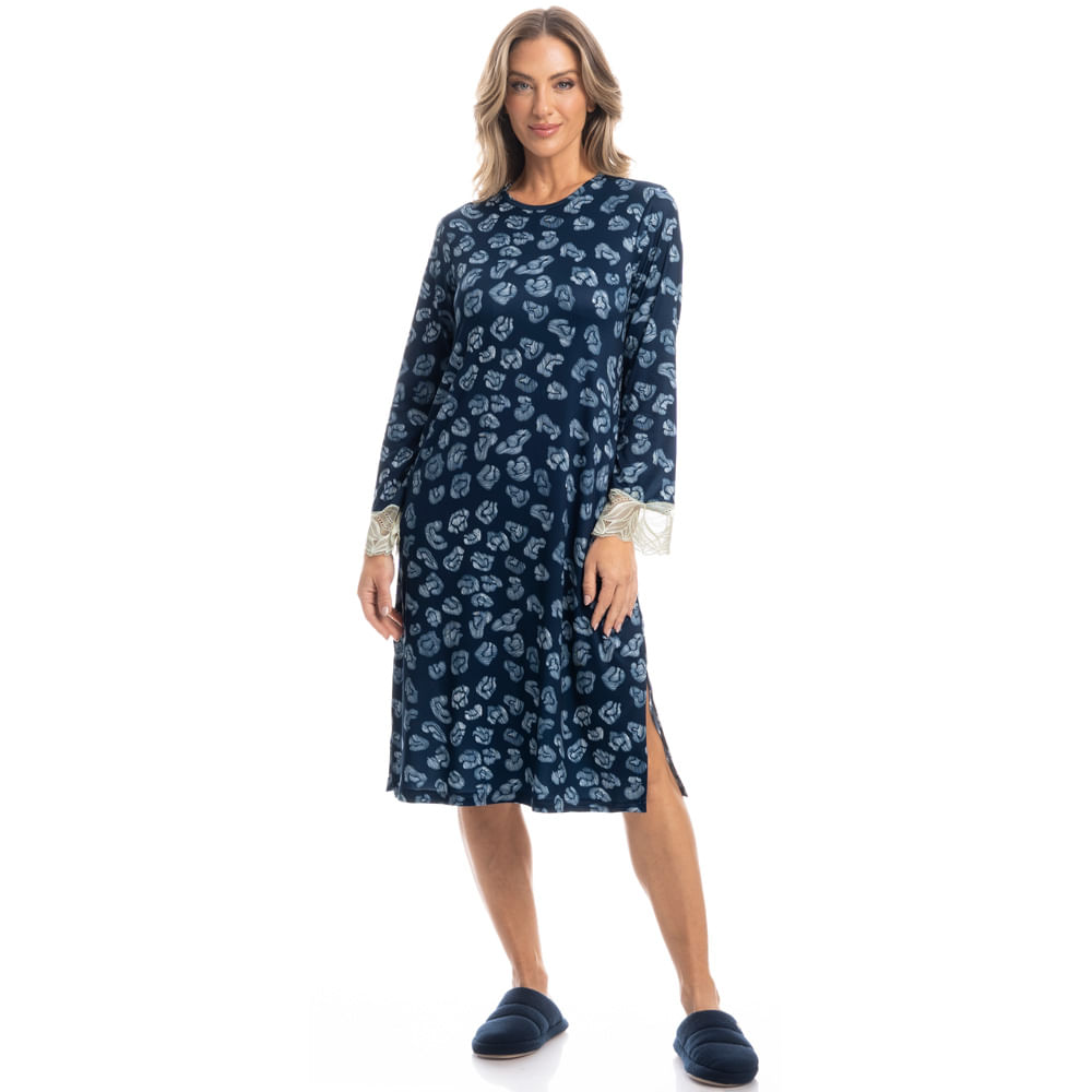 Camisão Feminino Midi Com Renda Lia - Imagem 3 - Mobile