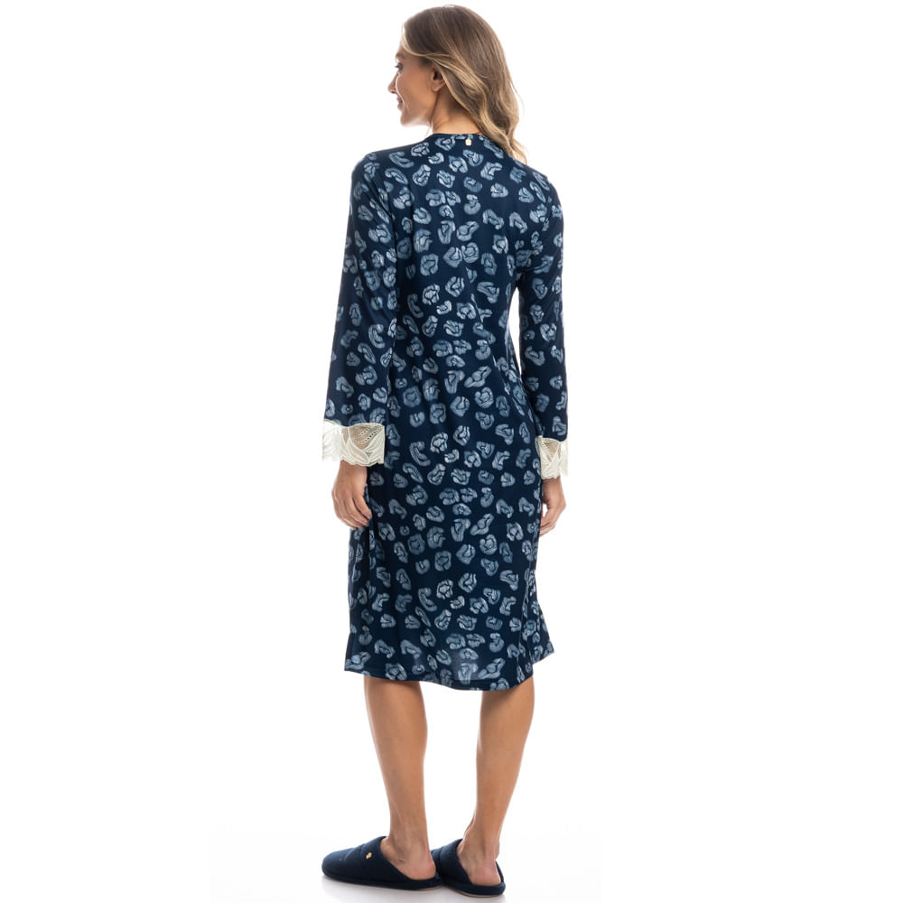 Camisão Feminino Midi Com Renda Lia - Imagem 4 - Mobile