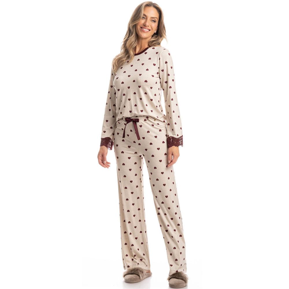 Pijama Feminino Longo Wide Leg Lile - Imagem 3 - Mobile