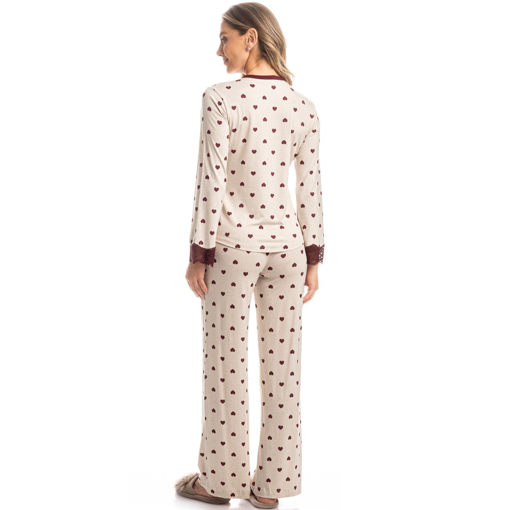 Pijama Feminino Longo Wide Leg Lile - Imagem 4 - Mobile