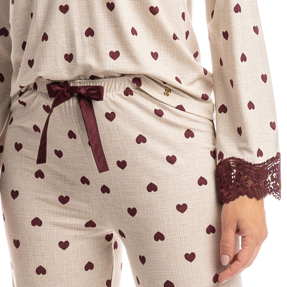 Pijama Feminino Longo Wide Leg Lile - Imagem 5 - Mobile
