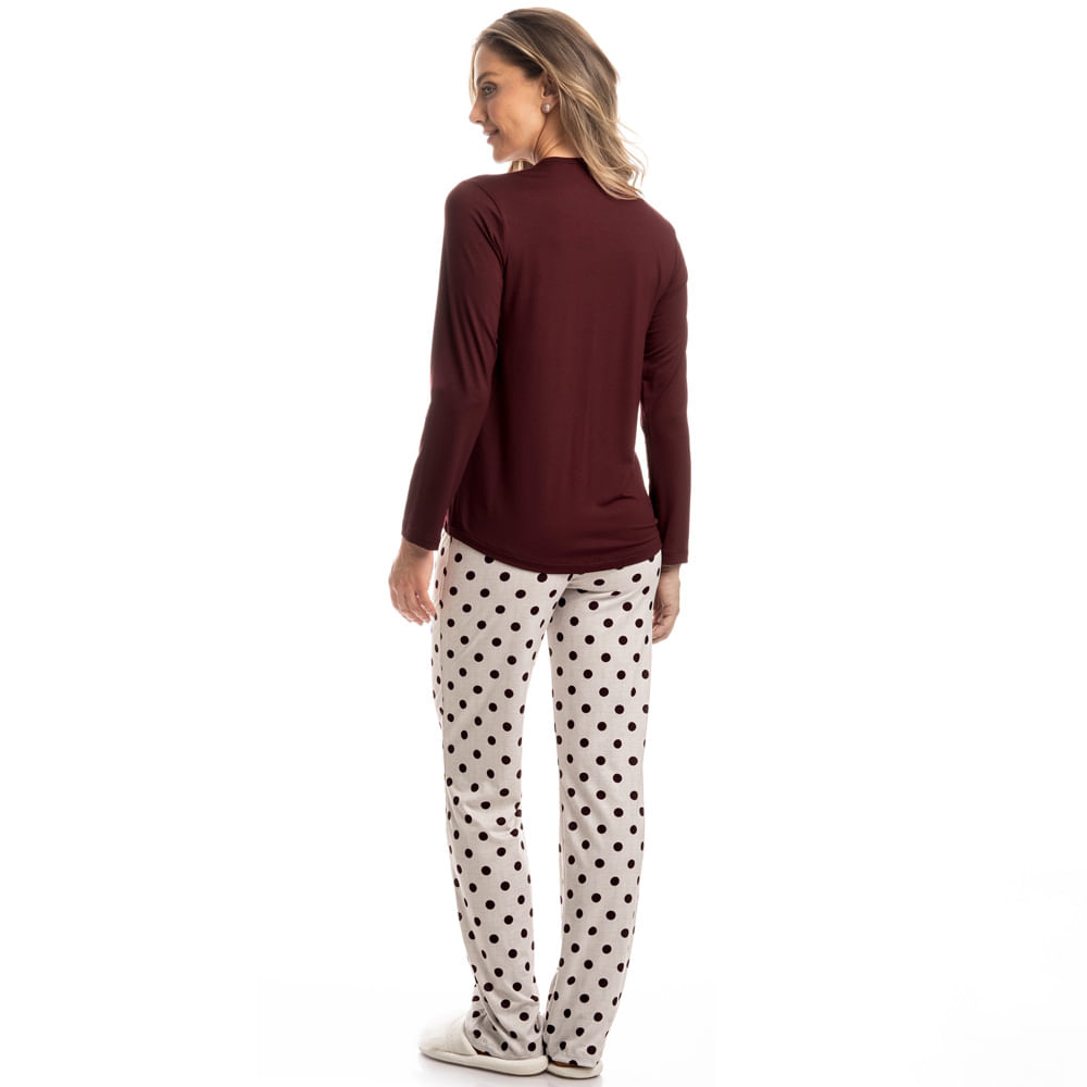 Pijama Feminino Longo Com Bolso Carmela - Imagem 4 - Mobile