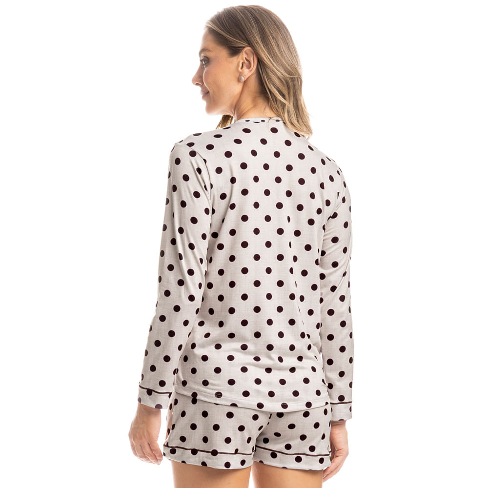 Pijama Feminino Curto Americano Carmela Vinho - Imagem 2
