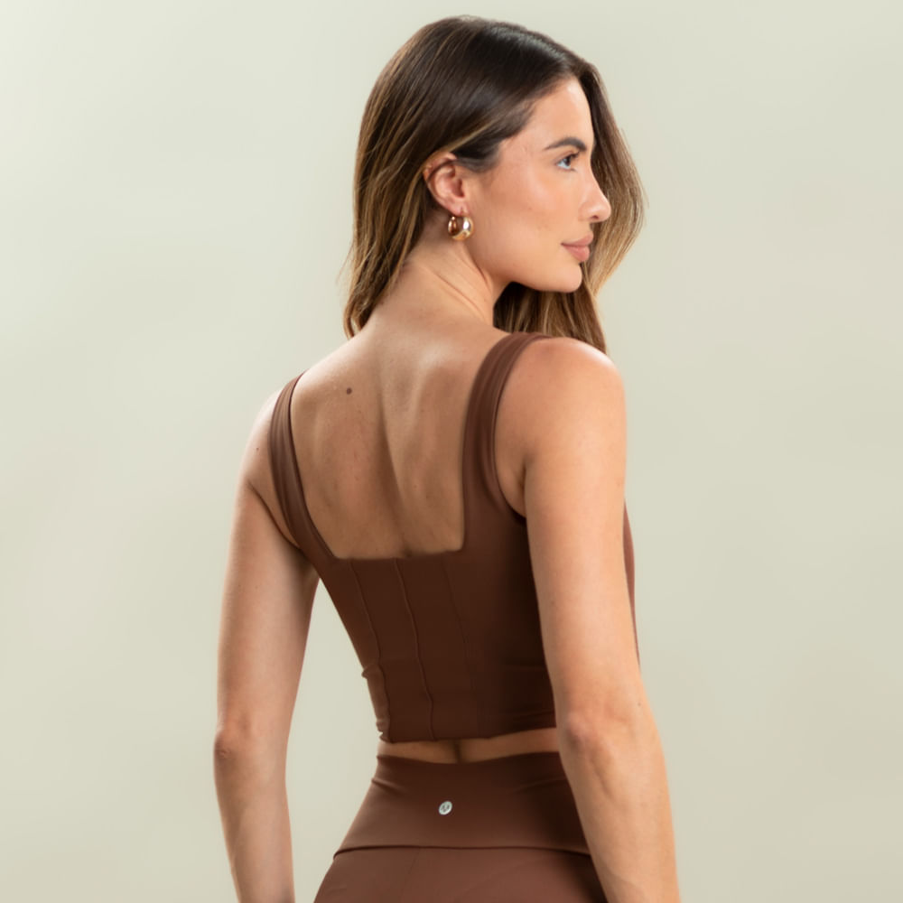 Top Square Corset Split Vivame Marrom - Imagem 2