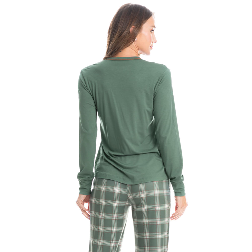 Pijama Longo Feminino Enjoy Verde - Imagem 2