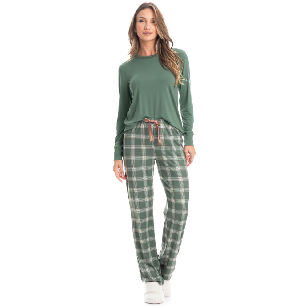 Pijama Longo Feminino Enjoy - Imagem 3 - Mobile