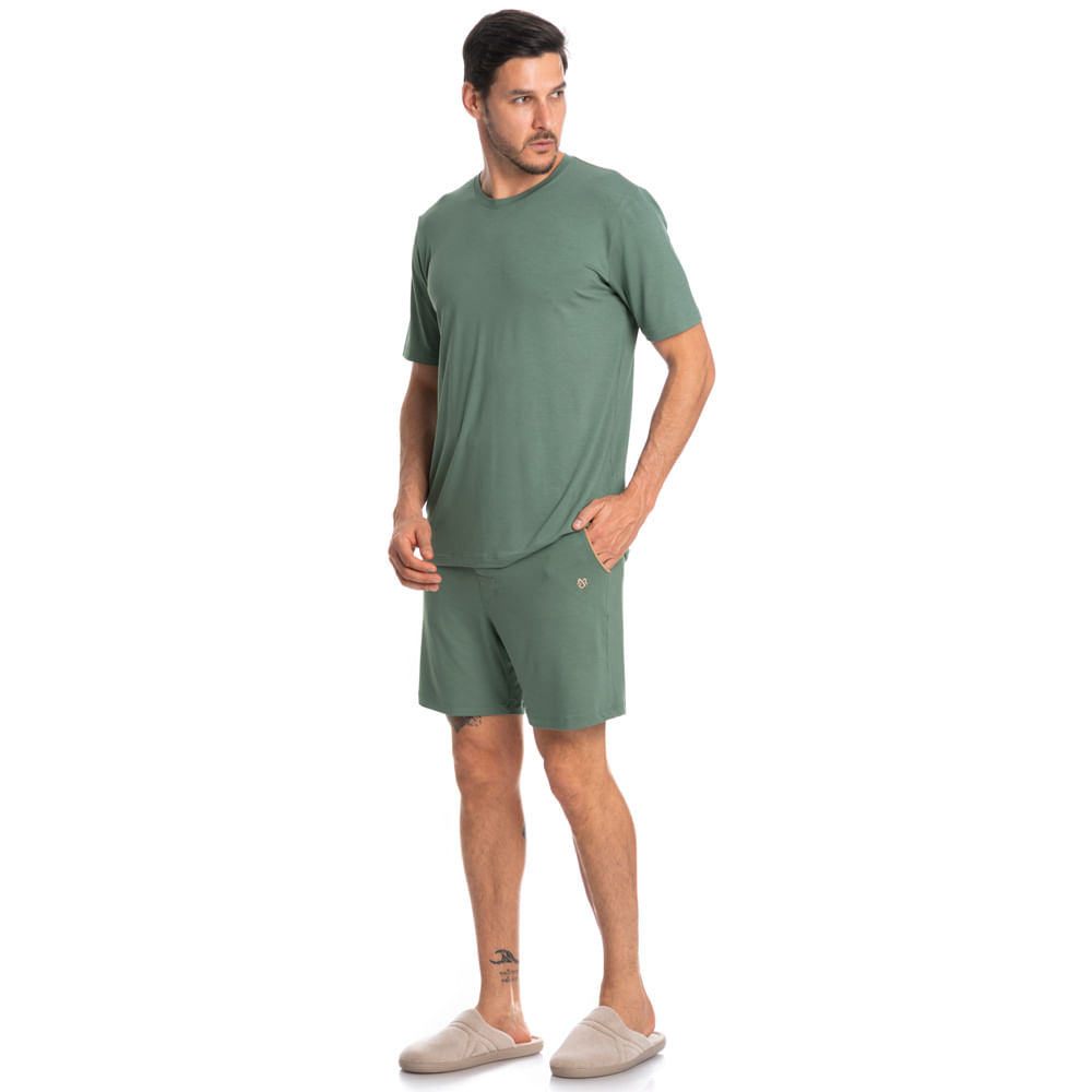 Pijama Masculino Curto Com Bolso Lucca Tombini - Imagem 3 - Mobile