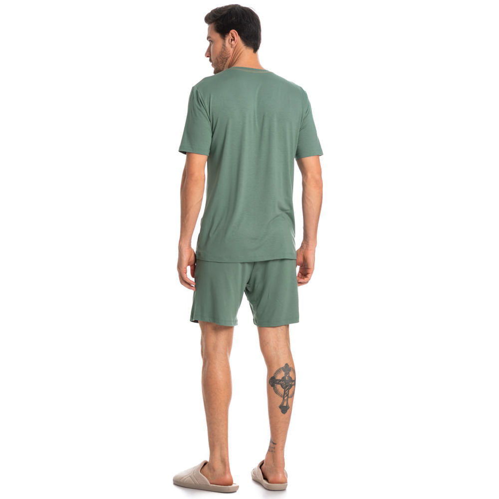 Pijama Masculino Curto Com Bolso Lucca Tombini - Imagem 4 - Mobile