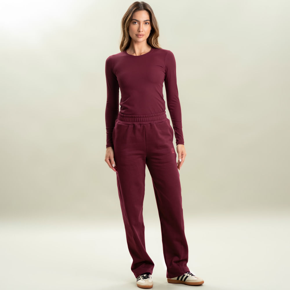 Calça Feminina Em Moletom Barrel Taupe Vivame - Imagem 3 - Mobile