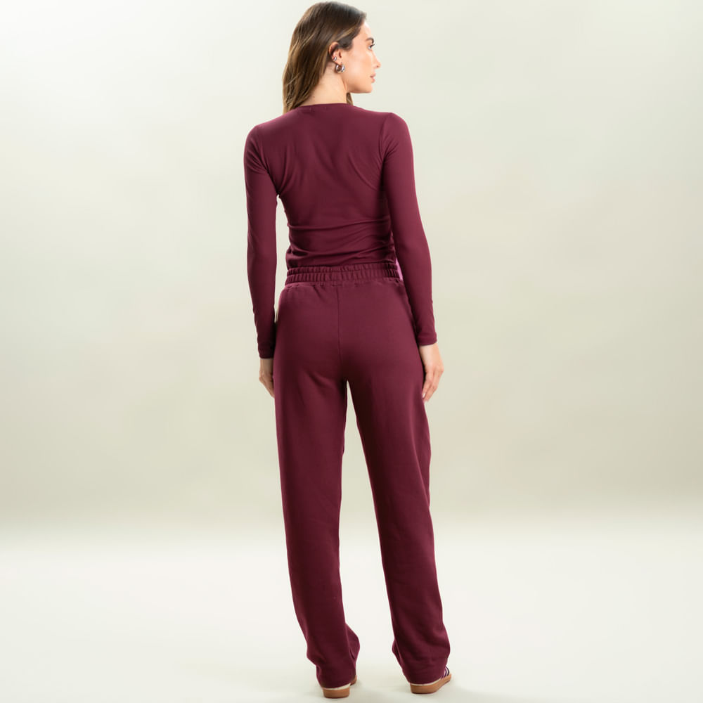 Calça Feminina Em Moletom Barrel Taupe Vivame - Imagem 4 - Mobile