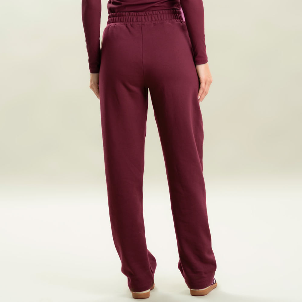 Calça Feminina Em Moletom Barrel Taupe Vivame Vinho - Imagem 2