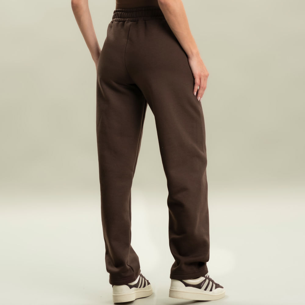 Calça Feminina Em Moletom Barrel Taupe Vivame Marrom - Imagem 2