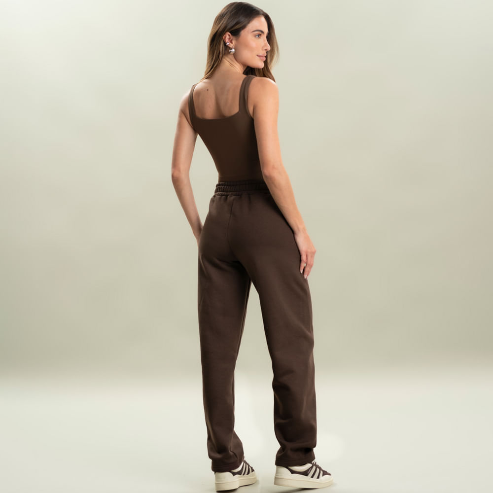 Calça Feminina Em Moletom Barrel Taupe Vivame - Imagem 4 - Mobile