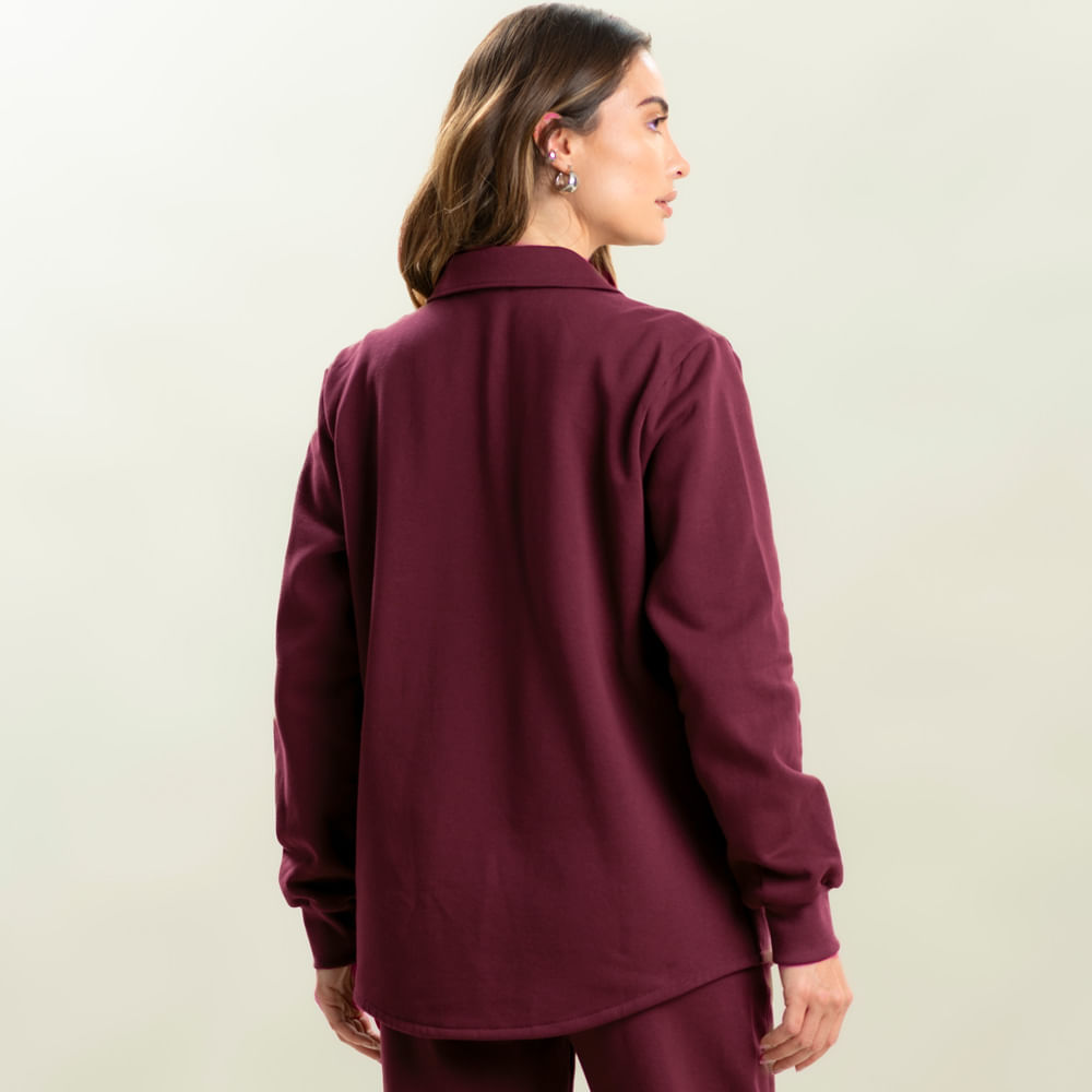 Camisa Feminina Em Moletom Emmy Taupe Vivame Vinho - Imagem 2