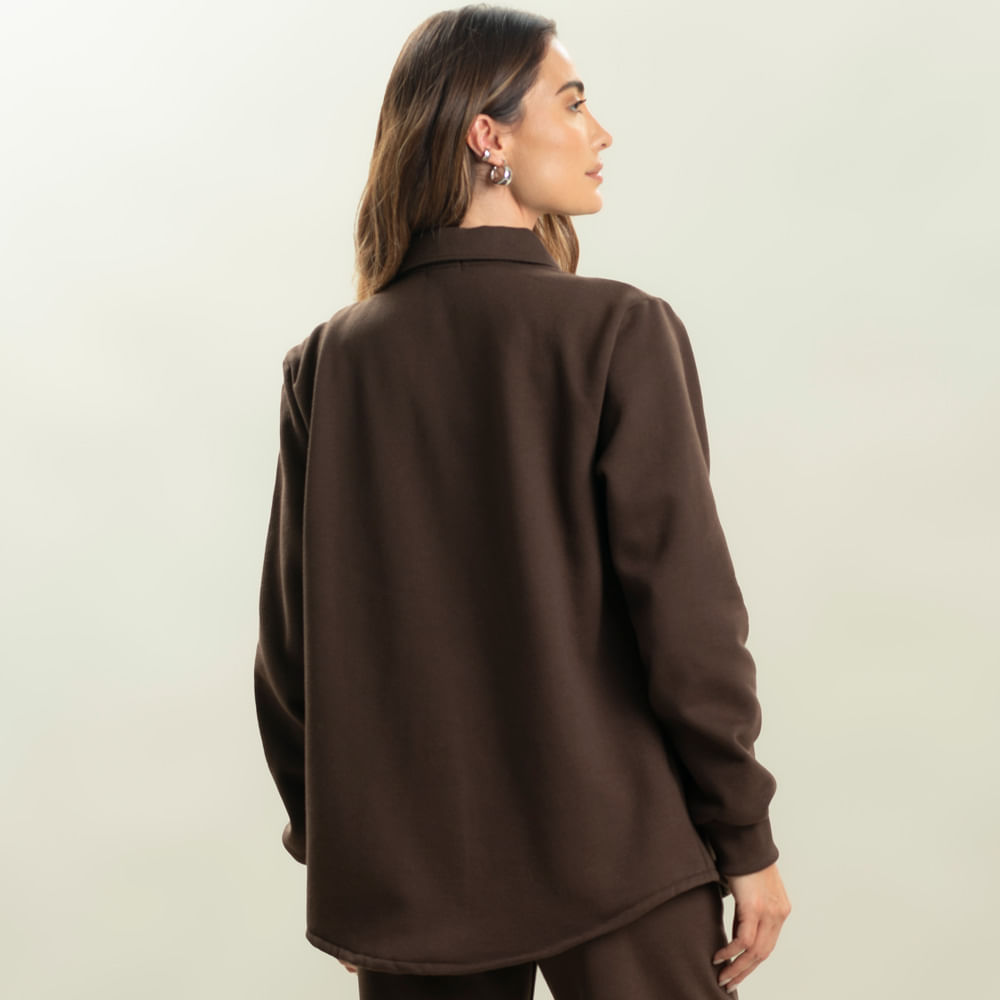 Camisa Feminina Em Moletom Emmy Taupe Vivame Marrom - Imagem 2