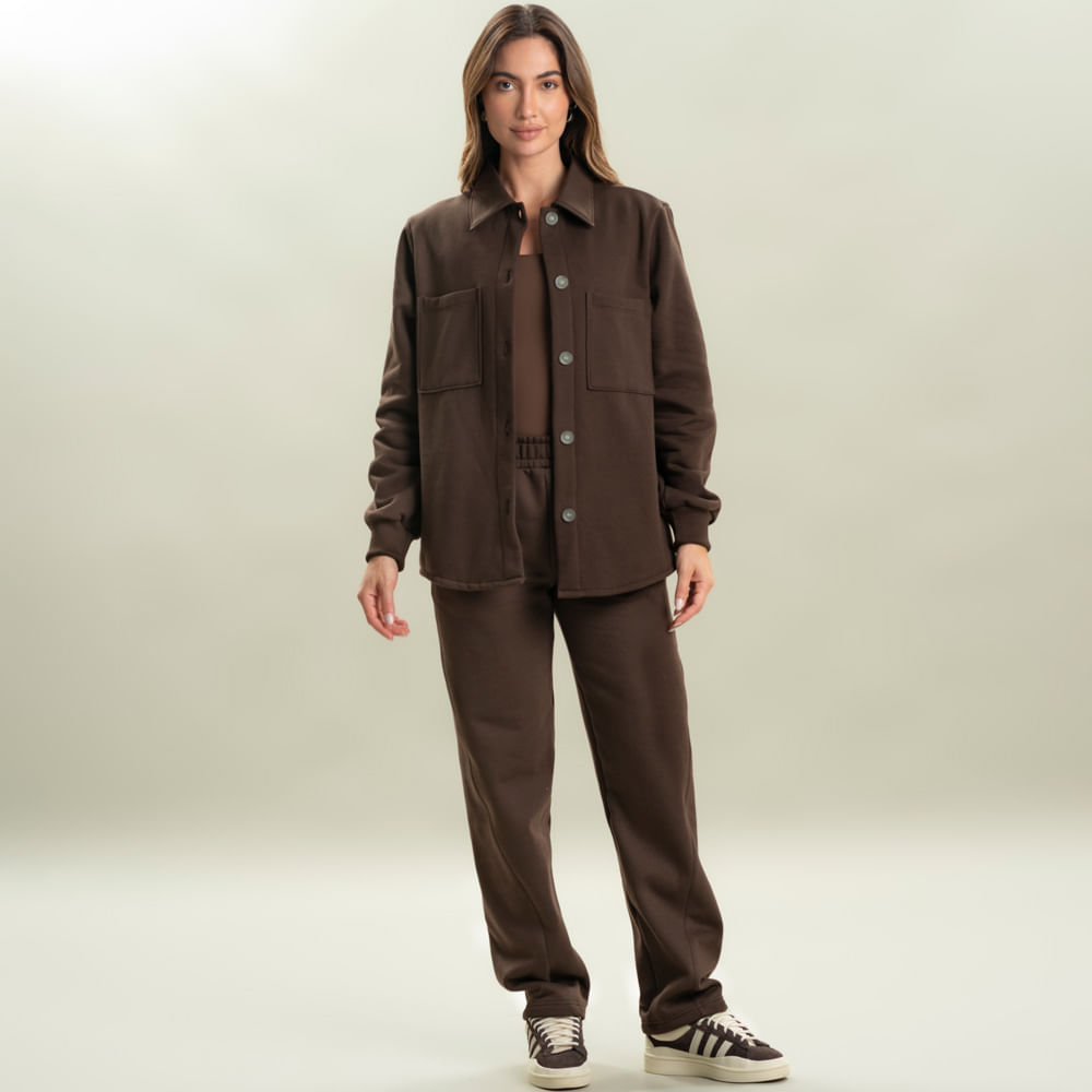 Camisa Feminina Em Moletom Emmy Taupe Vivame - Imagem 3 - Mobile