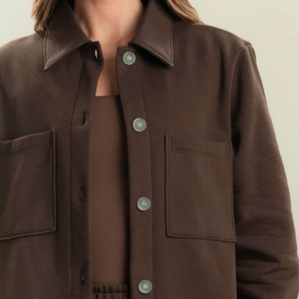 Camisa Feminina Em Moletom Emmy Taupe Vivame - Imagem 5 - Mobile