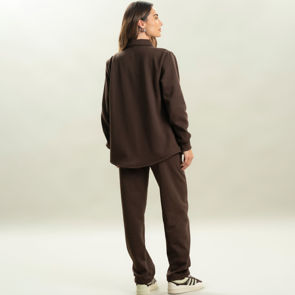 Camisa Feminina Em Moletom Emmy Taupe Vivame - Imagem 4 - Mobile