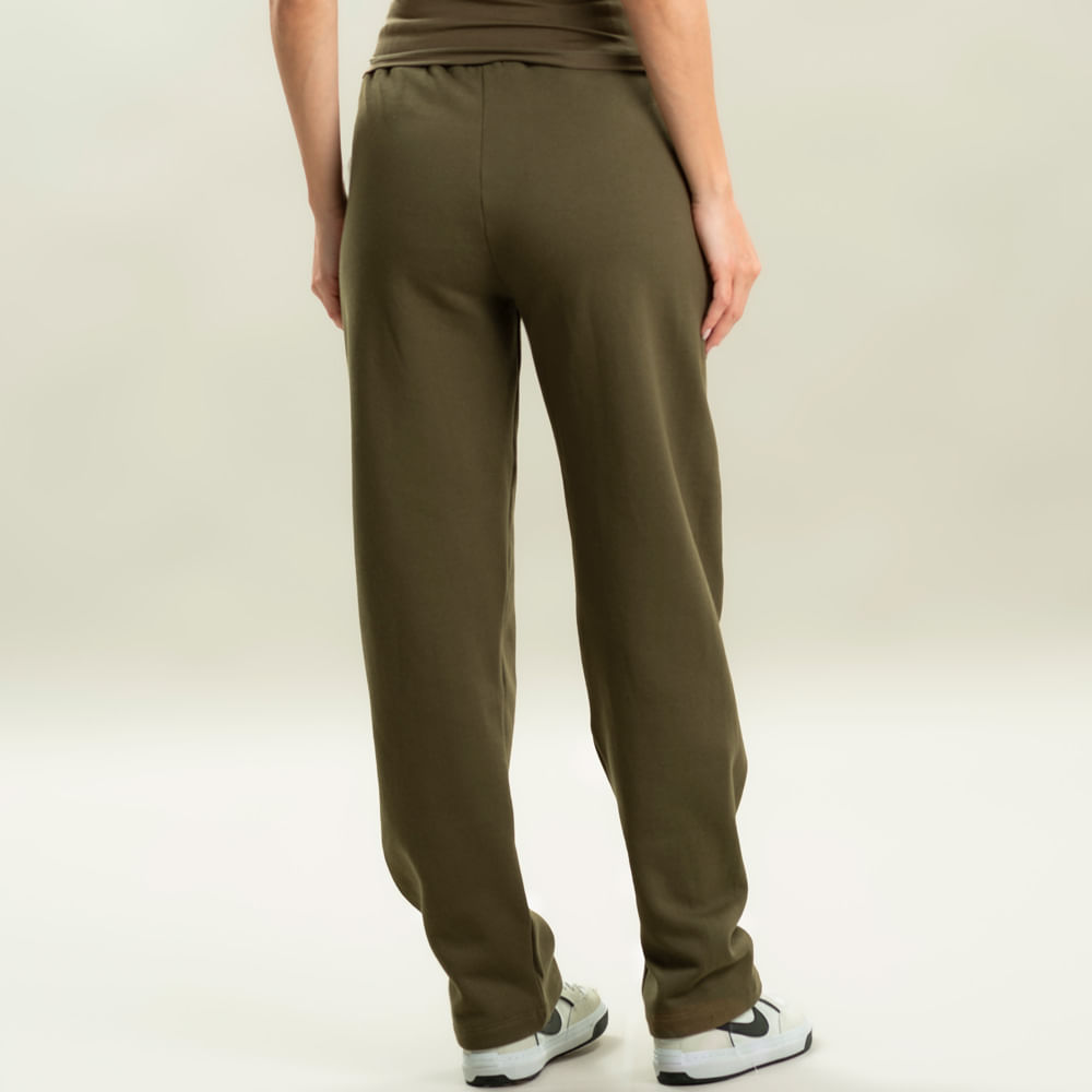Calça Feminina Em Moletom Barrel Khaki Vivame Verde - Imagem 2