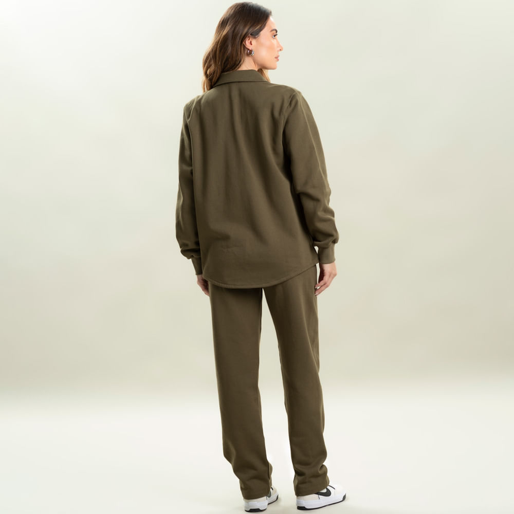 Camisa Feminina Em Moletom Emmy Khaki Vivame - Imagem 4 - Mobile