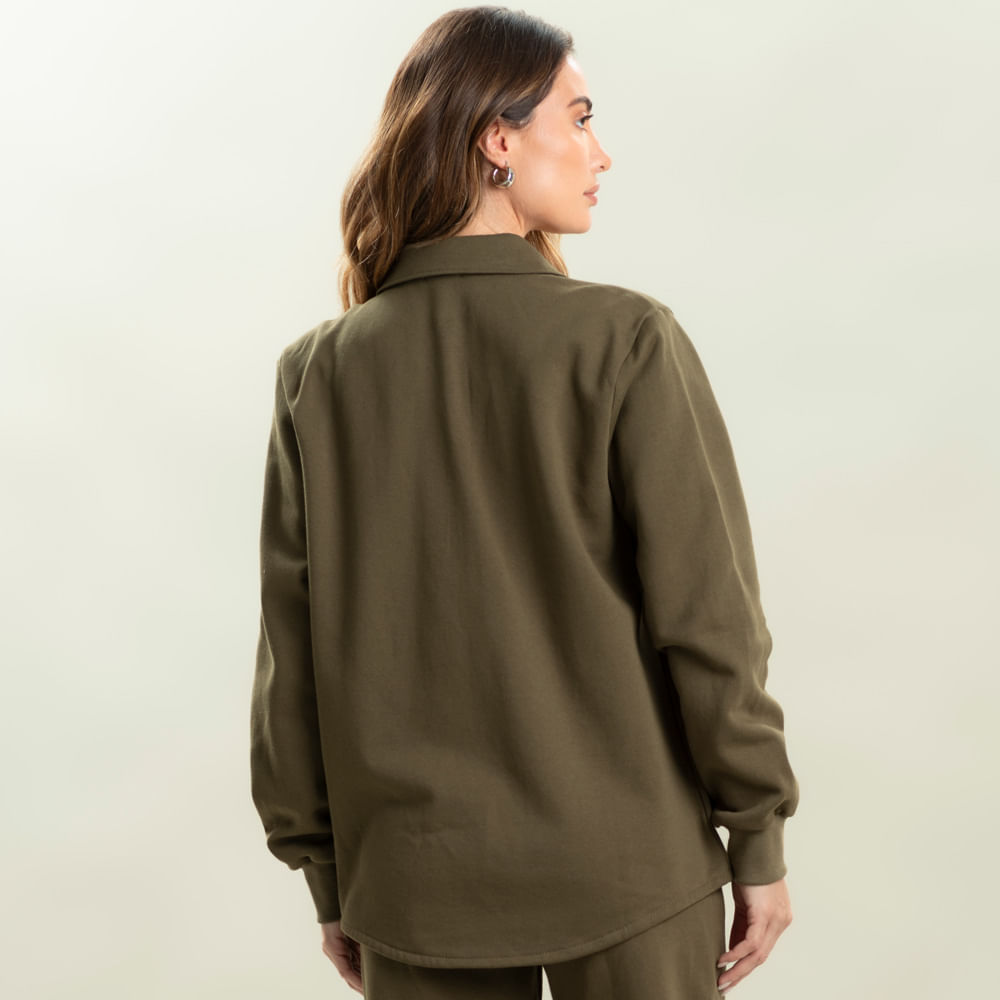 Camisa Feminina Em Moletom Emmy Khaki Vivame Verde - Imagem 2