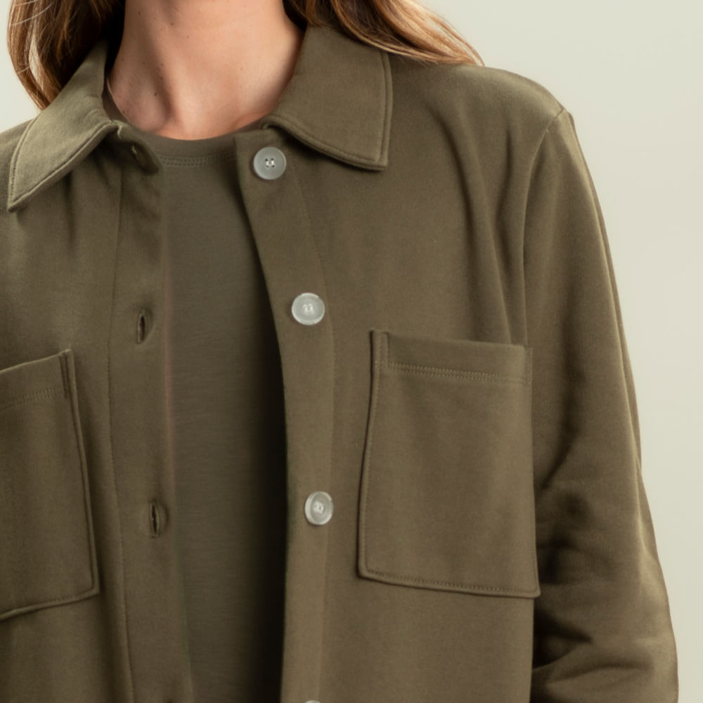 Camisa Feminina Em Moletom Emmy Khaki Vivame - Imagem 5 - Mobile