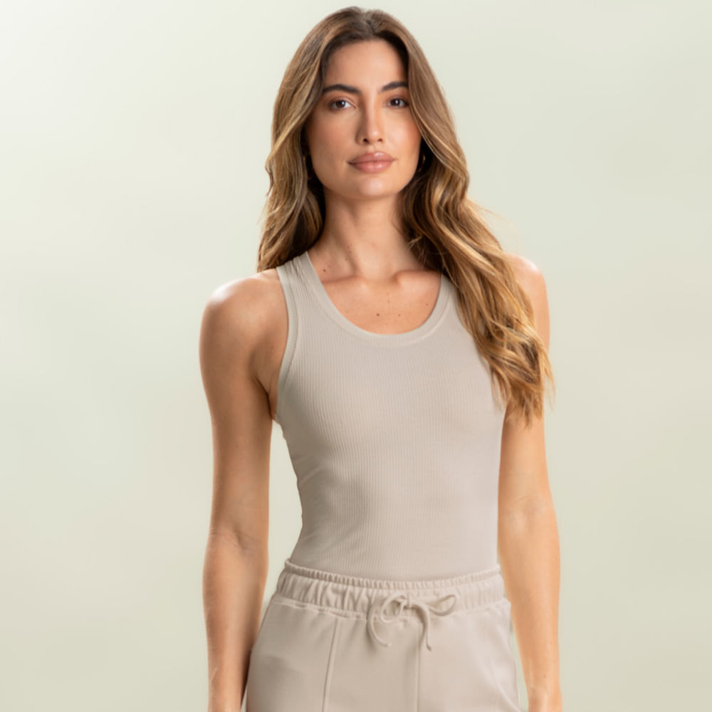 Regata Feminina Canelada Allure Vivame Bege - Imagem 1