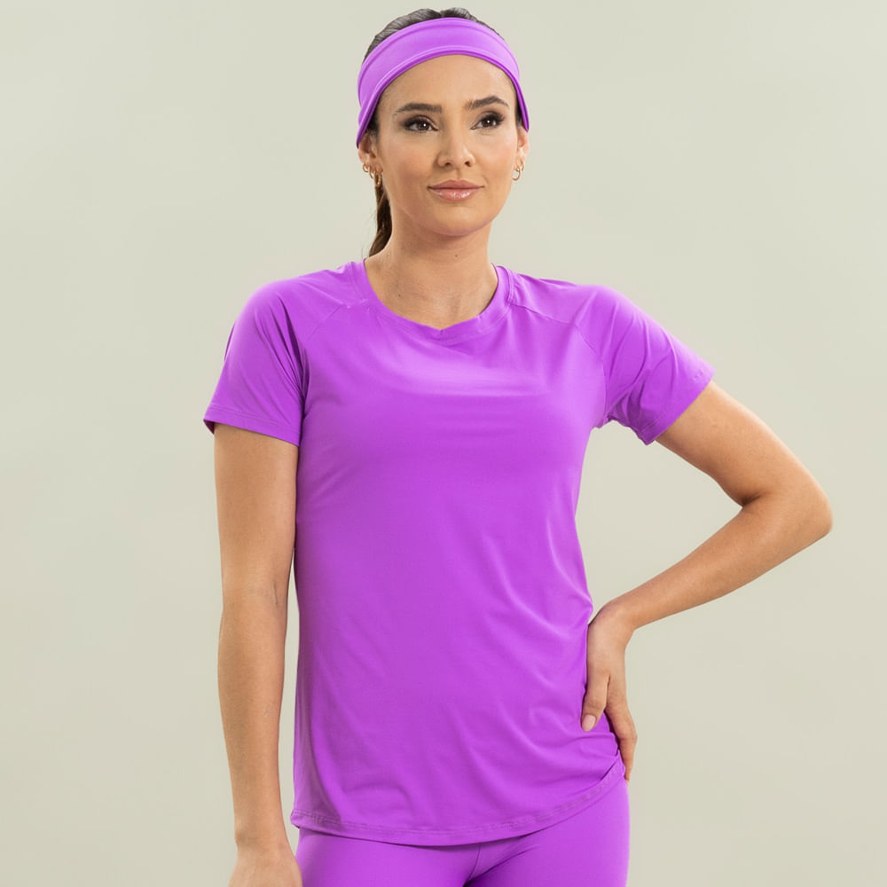 Camiseta Feminina Raglan Fuchsia Vivame Roxo - Imagem 1