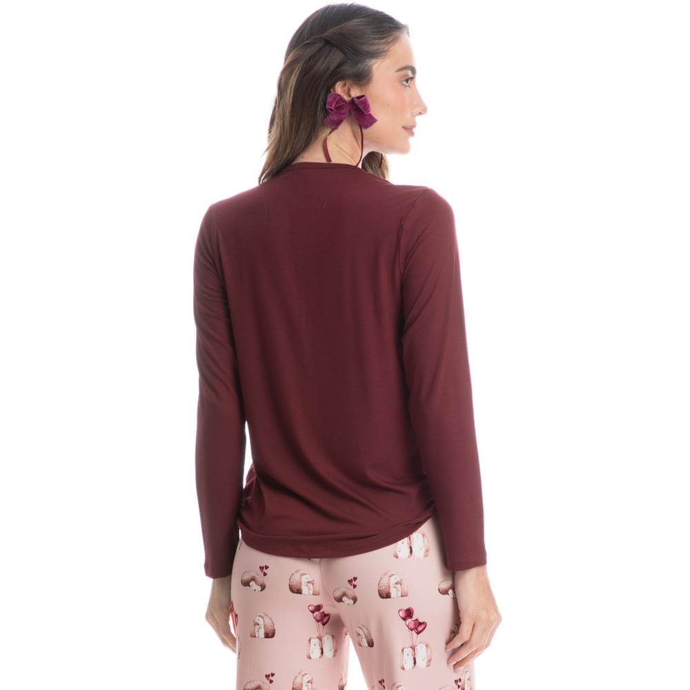 Pijama Feminino Wide Leg Cute Love - Imagem 2 - Mobile