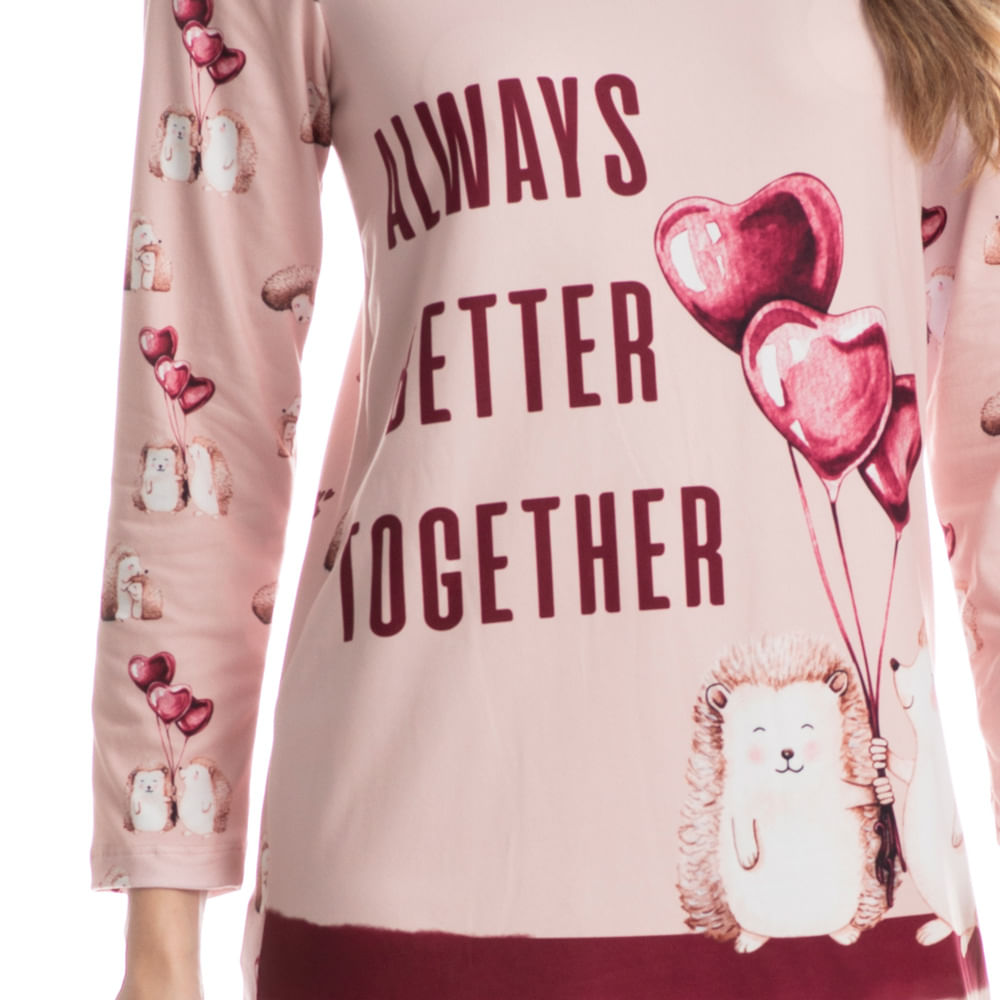 Camisão Curto Manga Longa Cute Love - Imagem 5 - Mobile