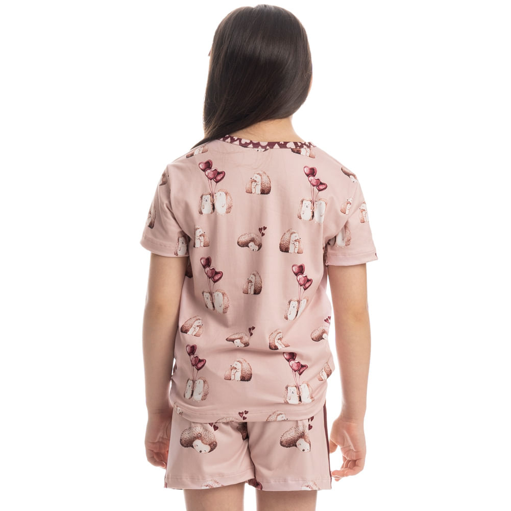 Pijama Curto Infantil Cute Love Rosa-3 - Imagem 2