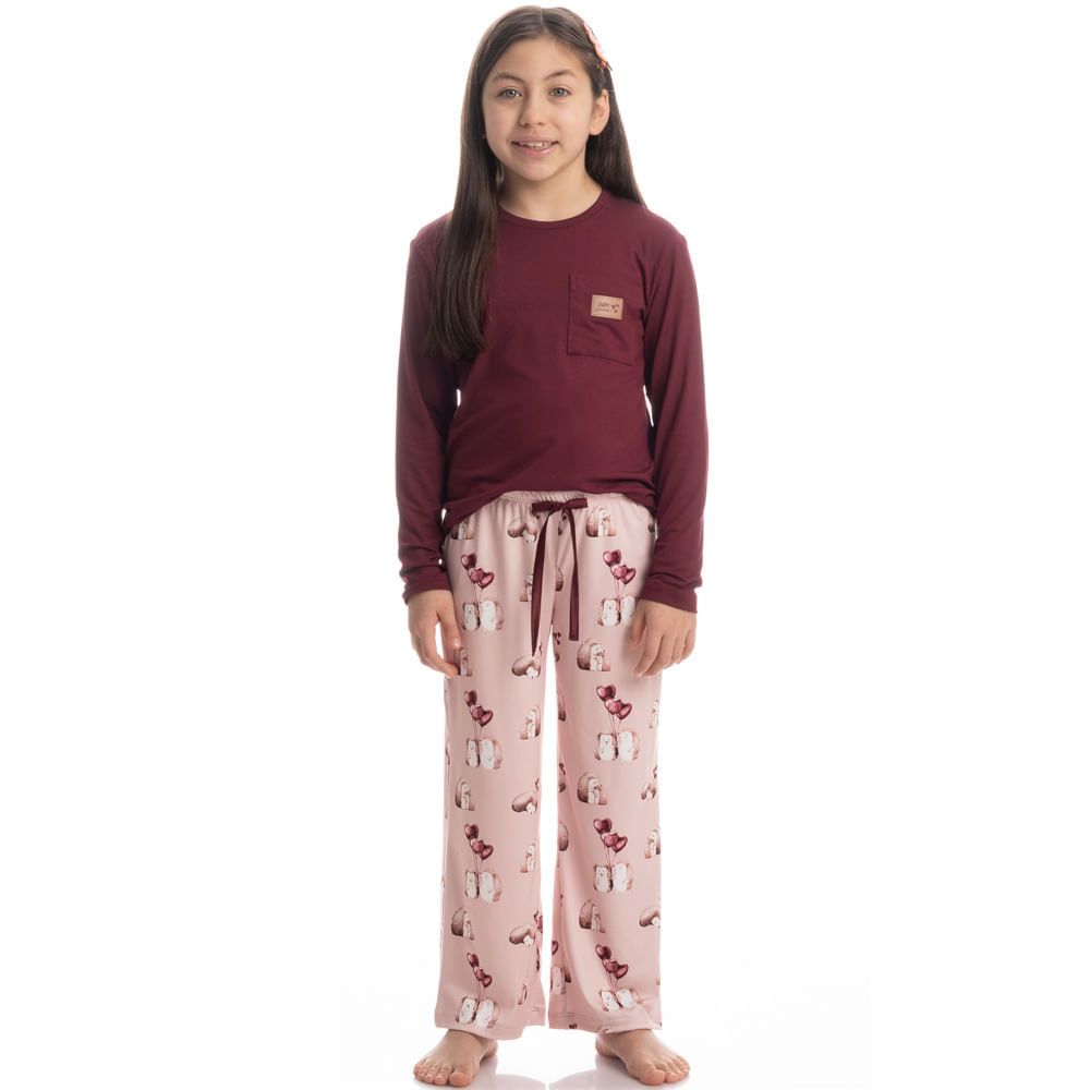 Pijama Infantil Wide Leg Cute Love - Imagem 3 - Mobile