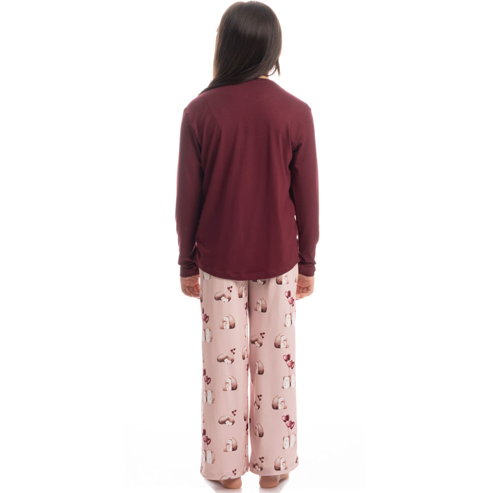 Pijama Infantil Wide Leg Cute Love - Imagem 4 - Mobile