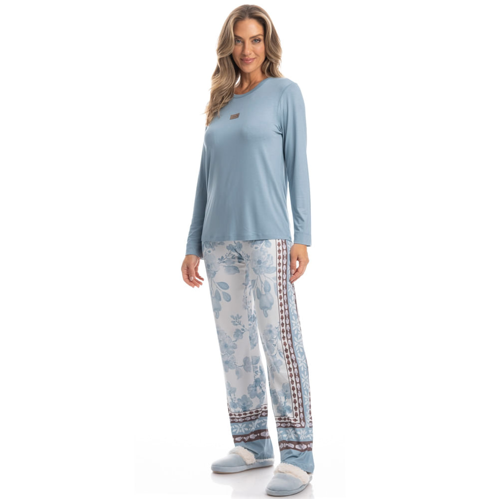 Pijama Feminino Longo Cajueiro - Imagem 3 - Mobile