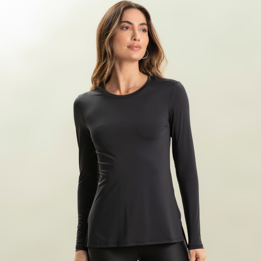 Camiseta Feminina Pulse Manga Longa Cardio Vivame Preto - Imagem 1