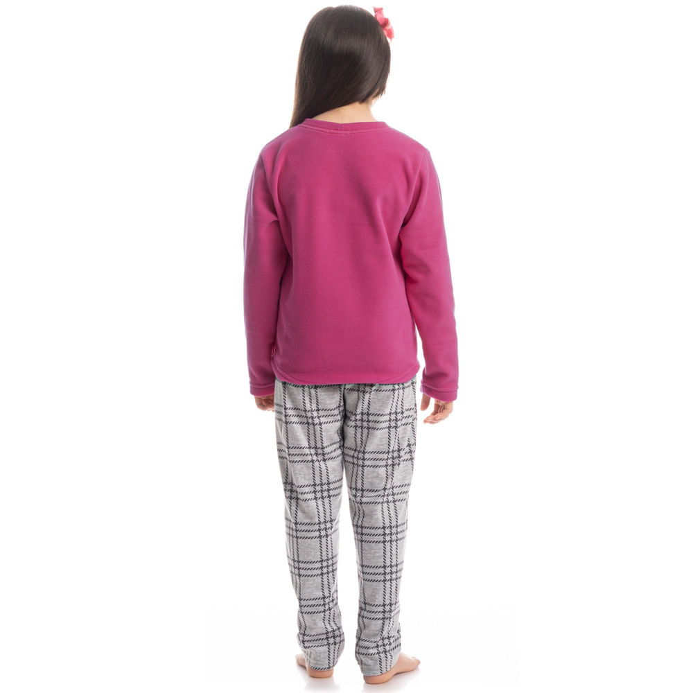 Pijama Infantil Longo Em Microsoft Inês - Imagem 4 - Mobile