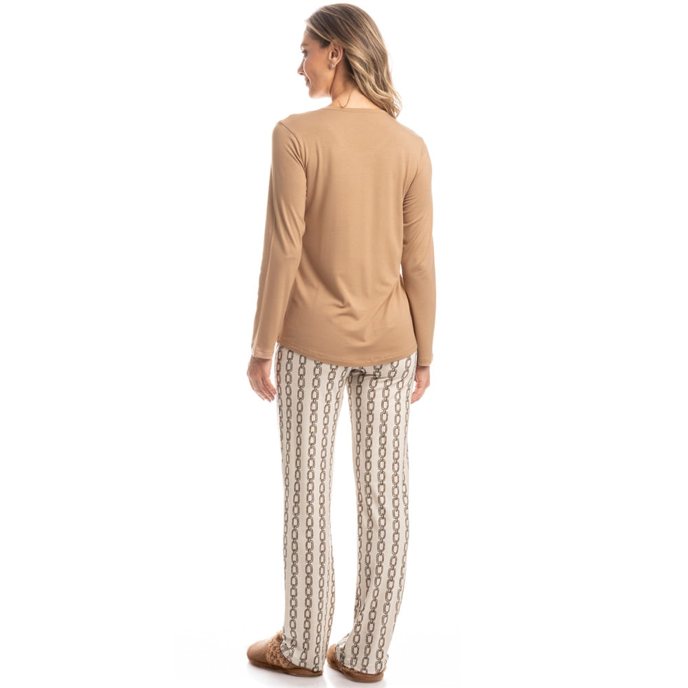 Pijama Feminino Longo Correntes - Imagem 4 - Mobile