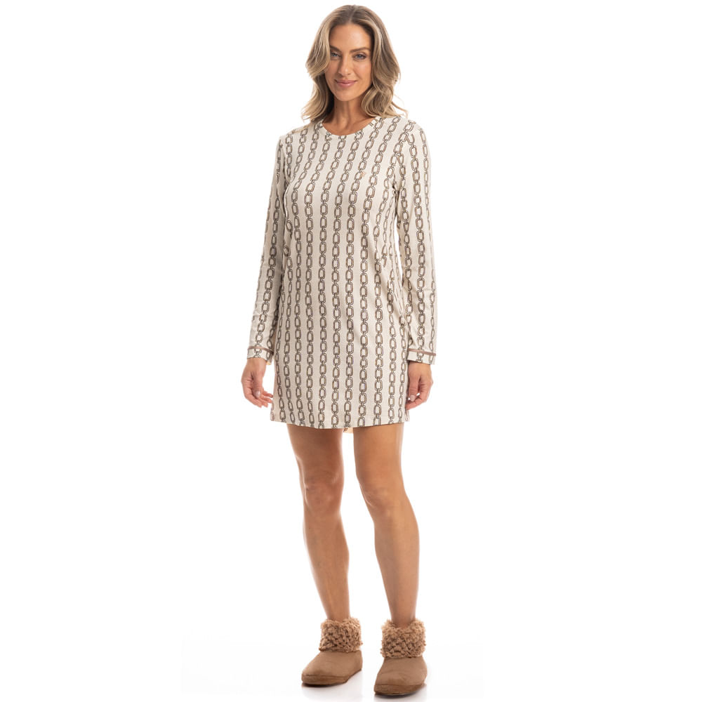 Camisão Feminino Manga Longa Correntes - Imagem 3 - Mobile