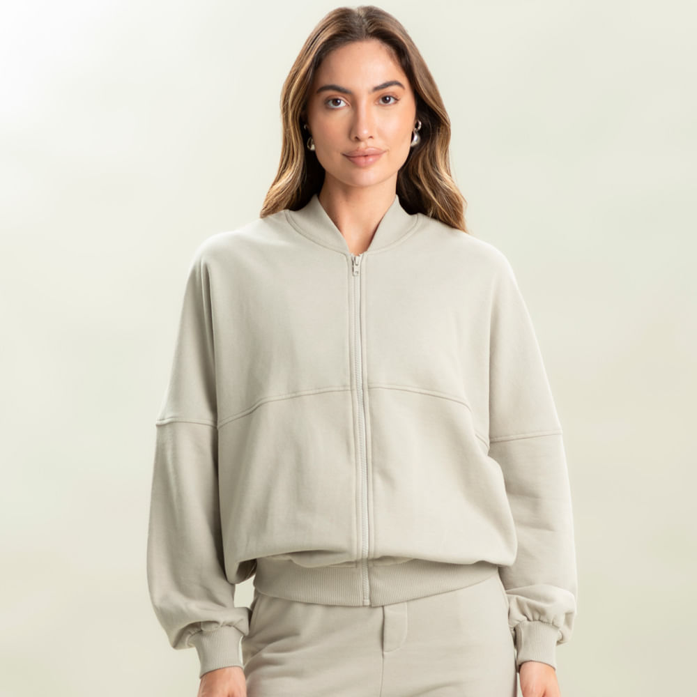 Jaqueta Bomber Velvety Vivame Bege - Imagem 1