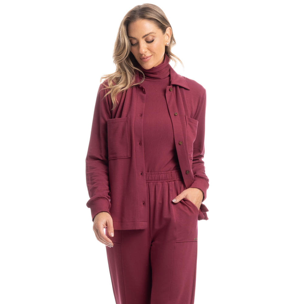Camisa Feminina Abotoada Manoela Vinho - Imagem 1
