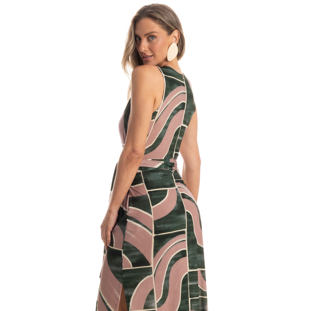 Vestido Com Faixa De Amarração Lagos Verde - Imagem 2