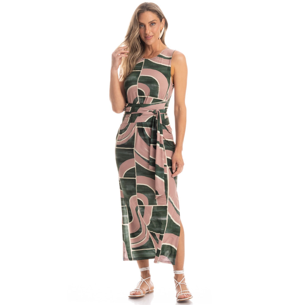 Vestido Com Faixa De Amarração Lagos - Imagem 3 - Mobile