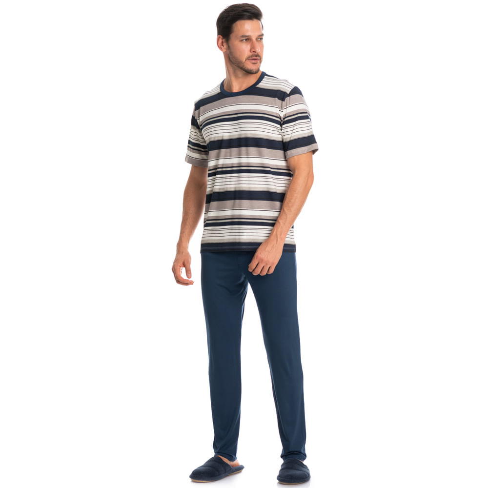 Pijama Masculino Longo Manga Curta José Tombini - Imagem 3 - Mobile