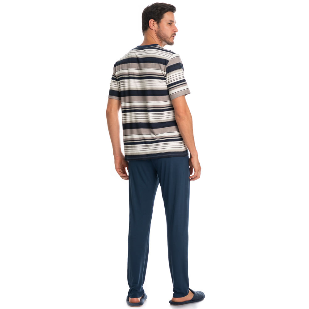Pijama Masculino Longo Manga Curta José Tombini - Imagem 4 - Mobile