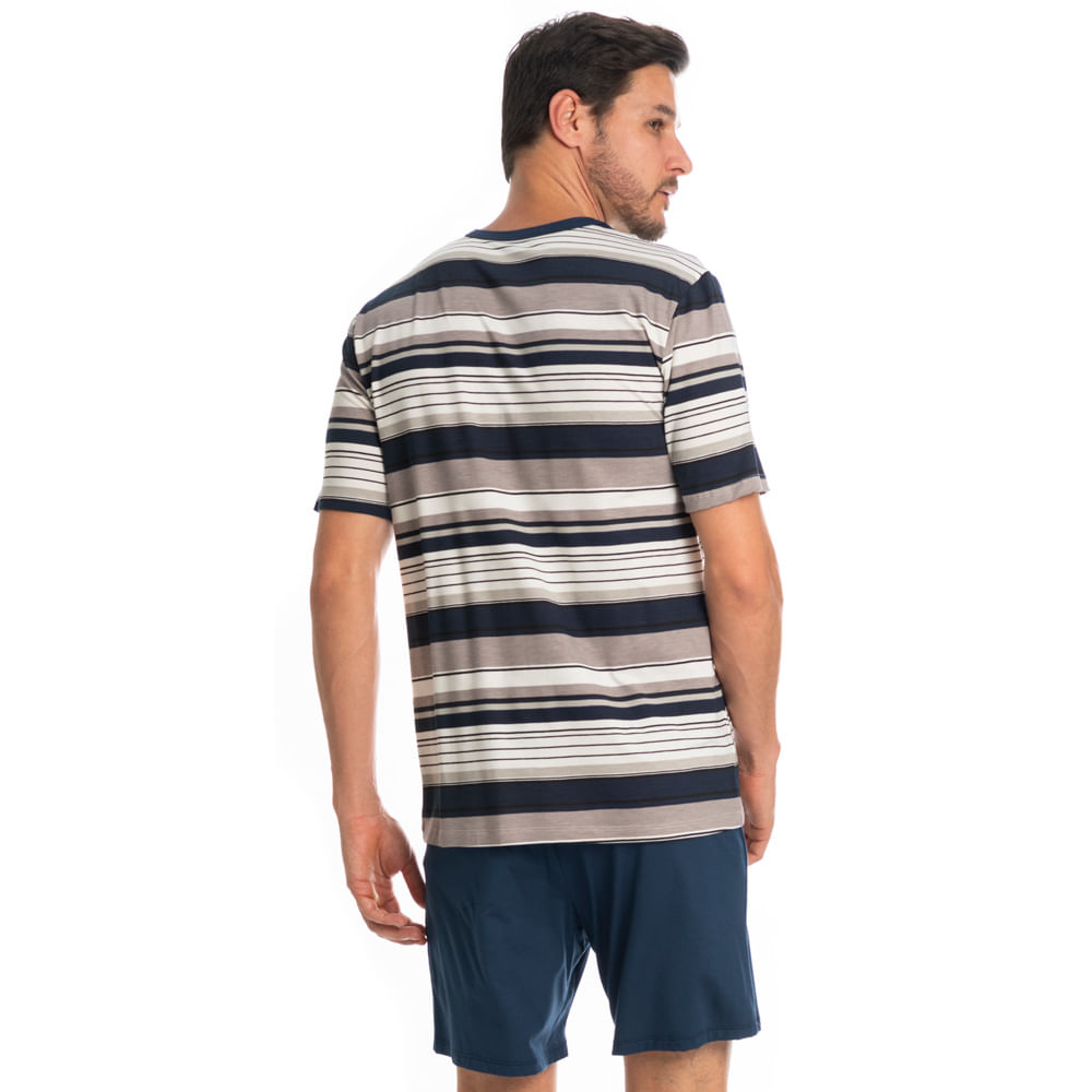 Pijama Masculino Curto José Tombini Azul-marinho - Imagem 2