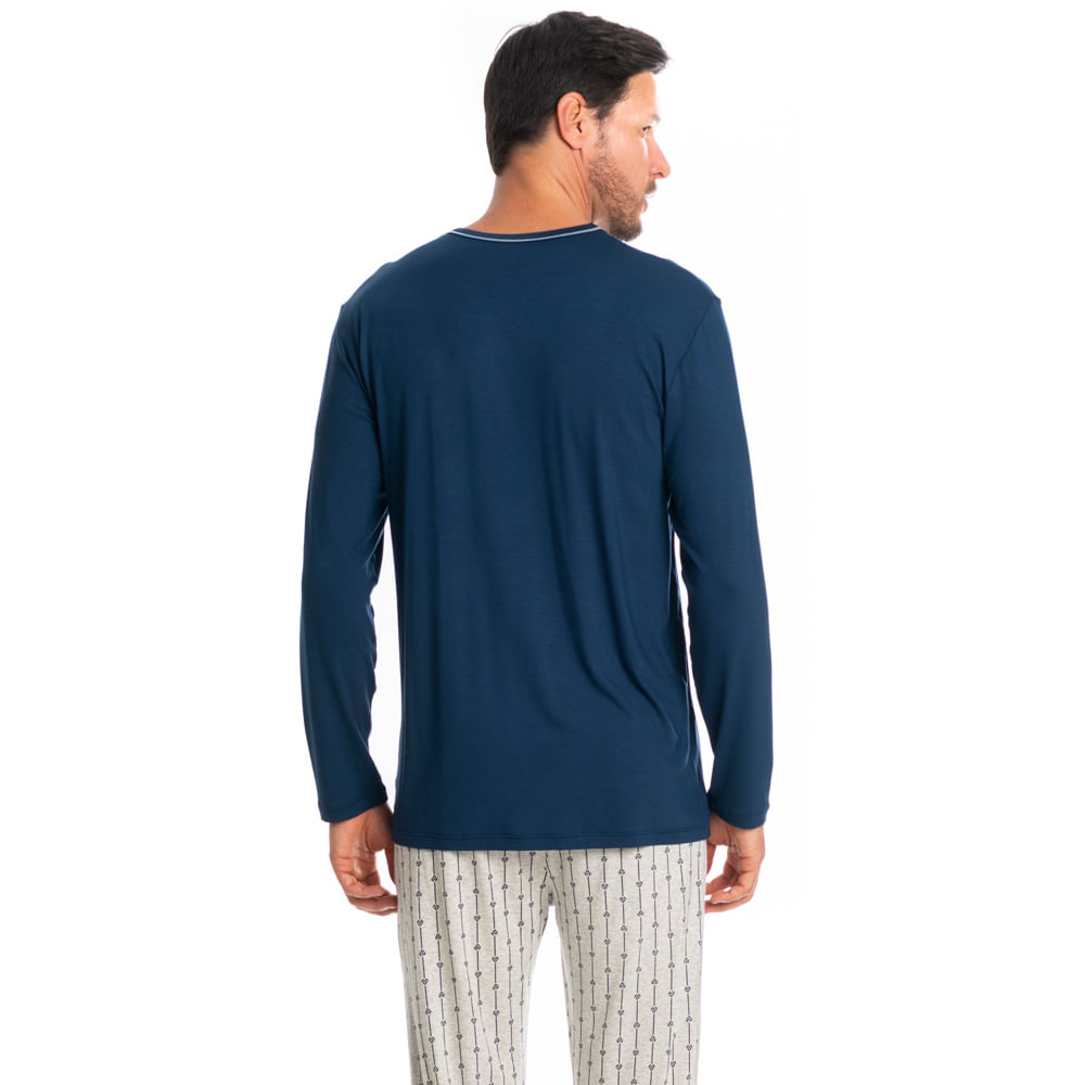 Pijama Masculino Longo Joaquim Tombini Azul-marinho - Imagem 2