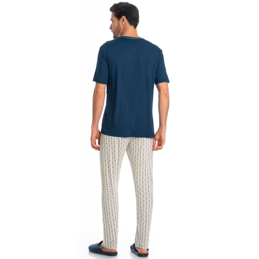 Pijama Masculino Longo Manga Curta Joaquim Tombini - Imagem 4 - Mobile