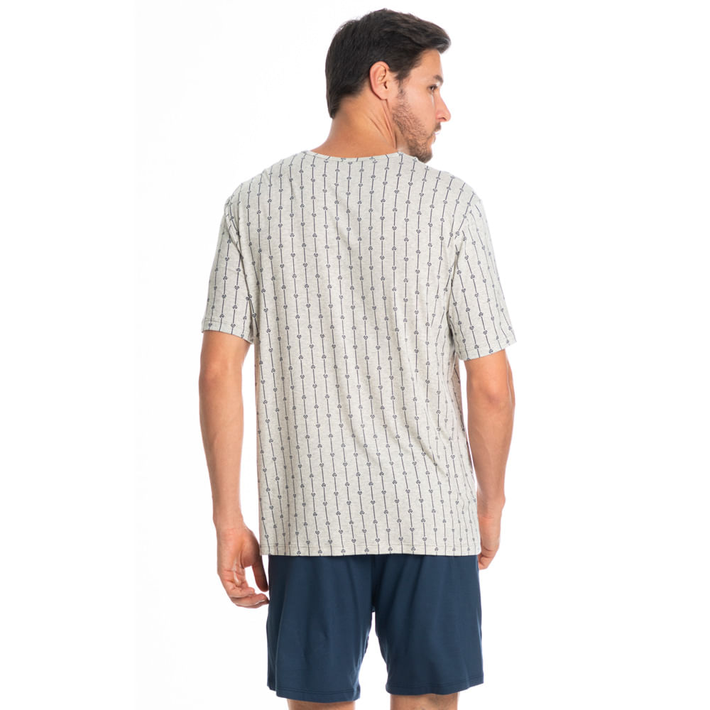 Pijama Masculino Curto Americano Joaquim Tombini Azul-marinho - Imagem 2
