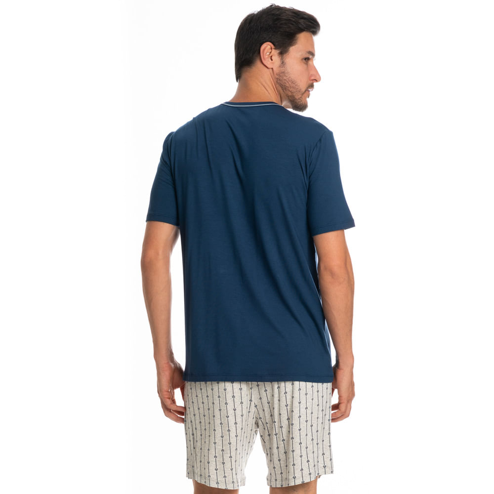 Pijama Masculino Curto Joaquim Tombini Azul-marinho - Imagem 2